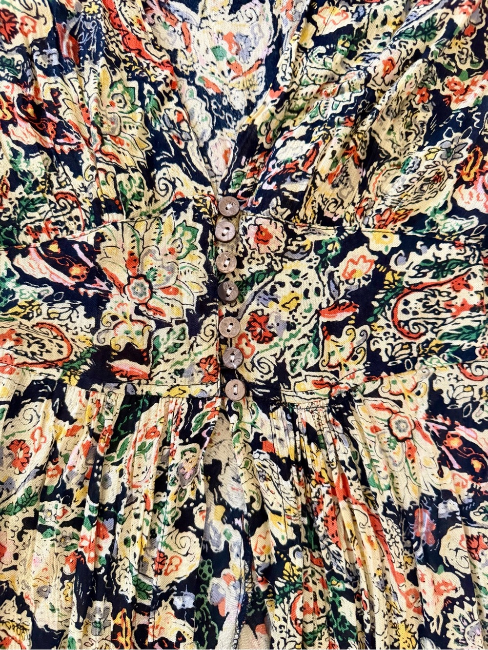 Chelsea & Violet Black Floral Wrap Maxi Dress with Cream and Orange Accents - Picture 3 of 10
